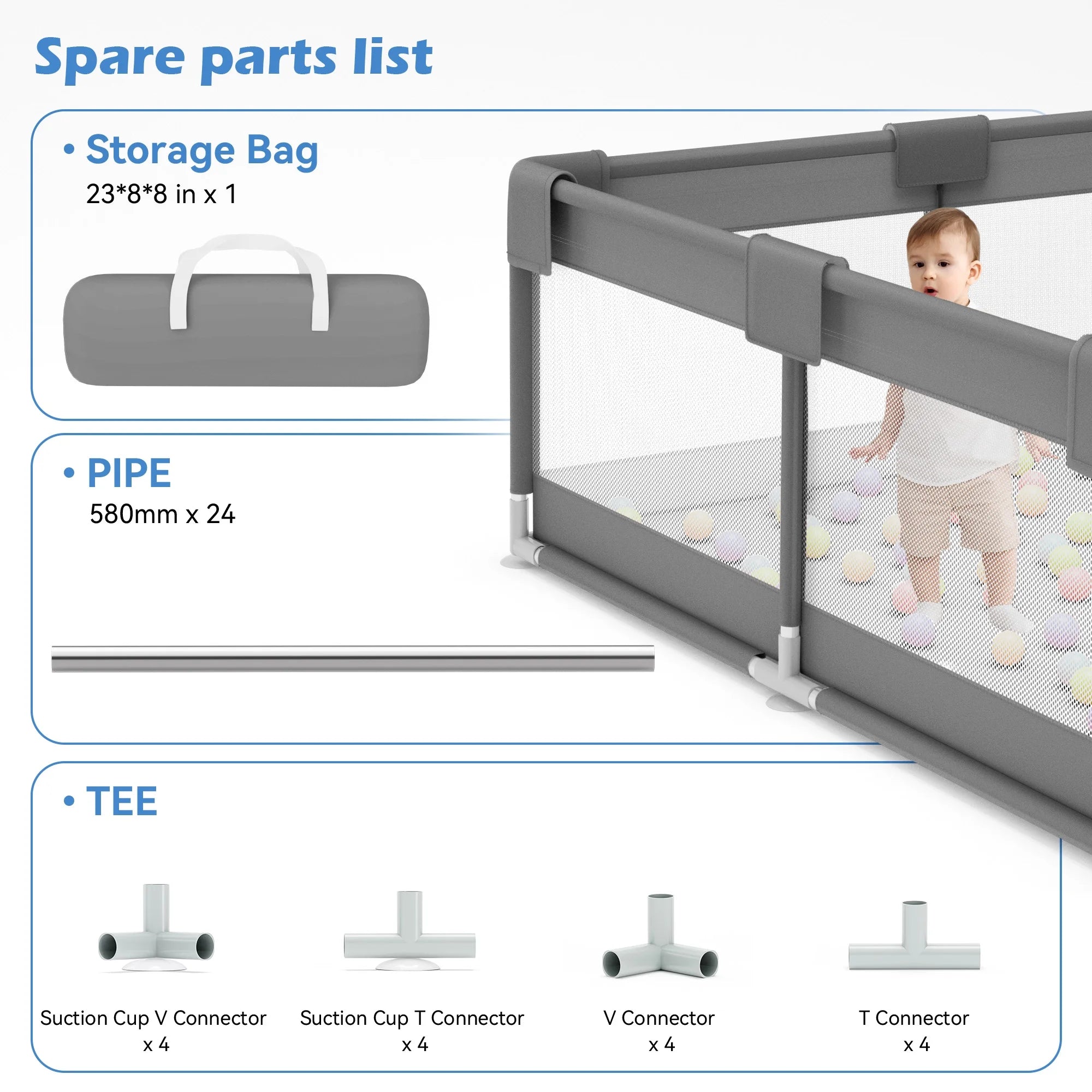 Baby Playpen,50X50 Inch Baby Playards for Babies and Toddlers,Fence Baby Play Yards for Indoor & Outdoor with Breathable Mesh,Dark Gray
