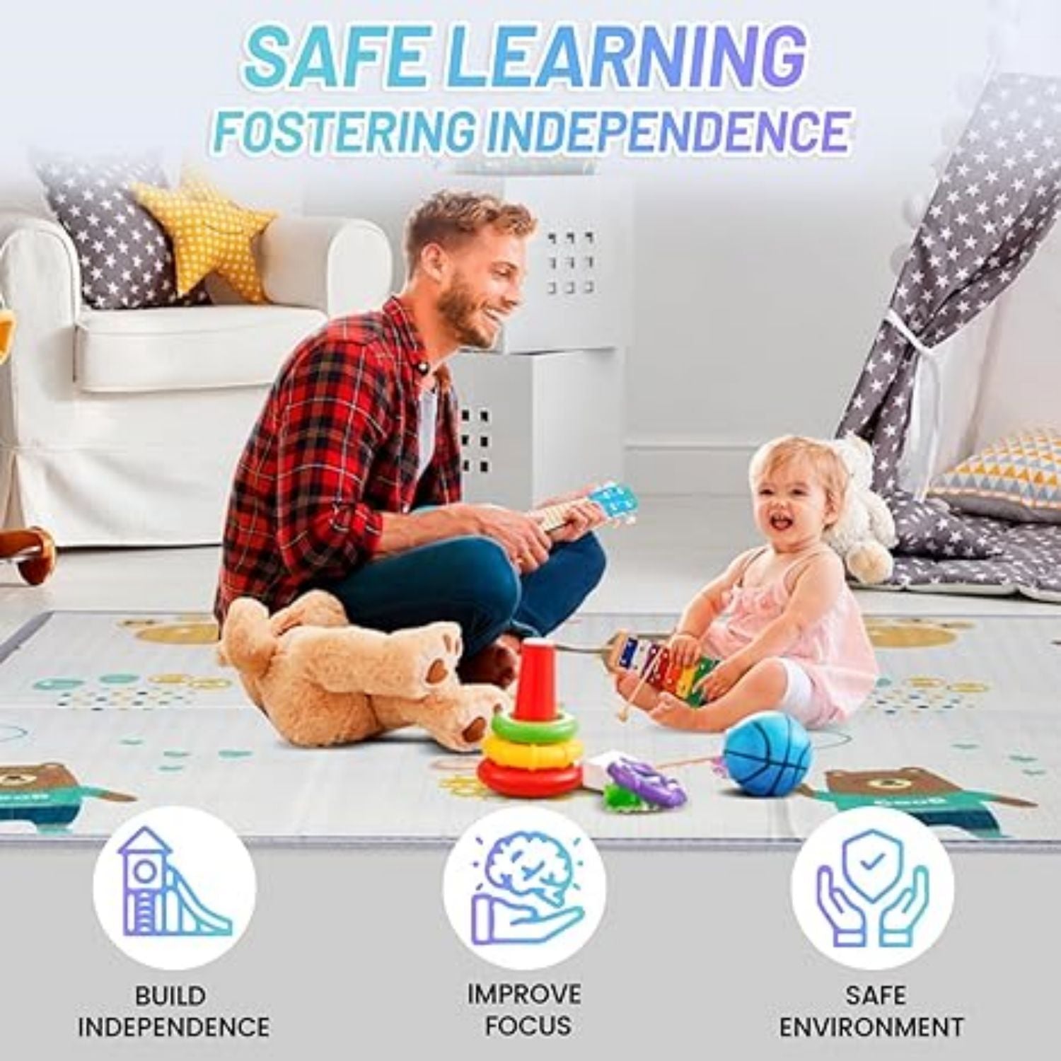 Foldable Baby Playpen Kids Safety Play Pen Yard Fence Tent + Anti-Slip Mat