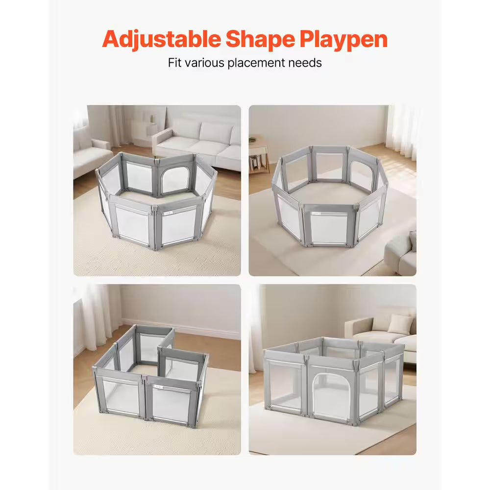 Baby Playpen, 47.2 X 47.2 In. Foldable Toddlers Playpen, Indoor/Outdoor Baby Fence Play Yard with Zippered Door