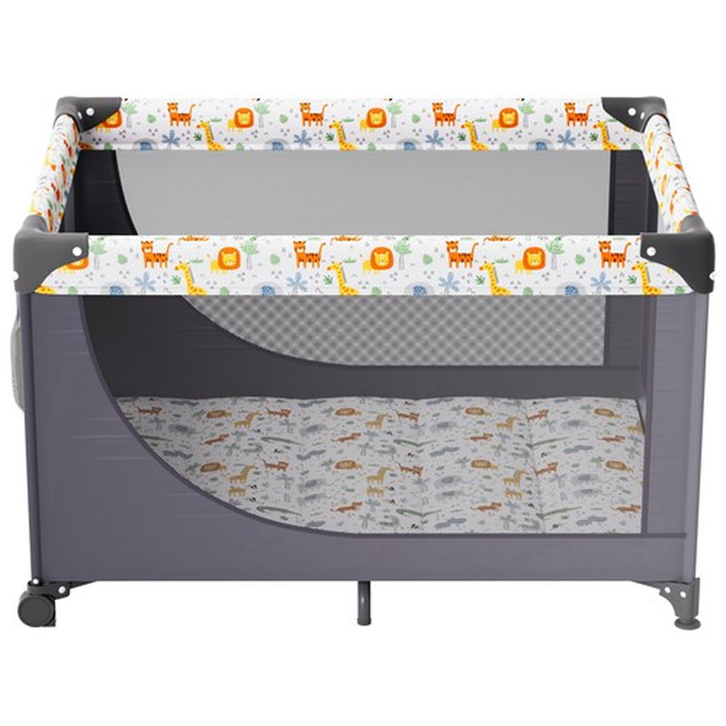 Uimoso Baby Playpen Quick-Folding Portable Baby Toddler Fence Play Yard & Wheels