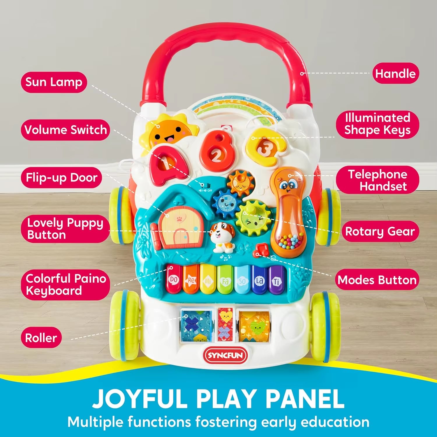 Baby Learning Walker 2 in 1 Sit to Stand Learning Toys for Baby Toys 6-12 Months Educational Present Push Walker Gift