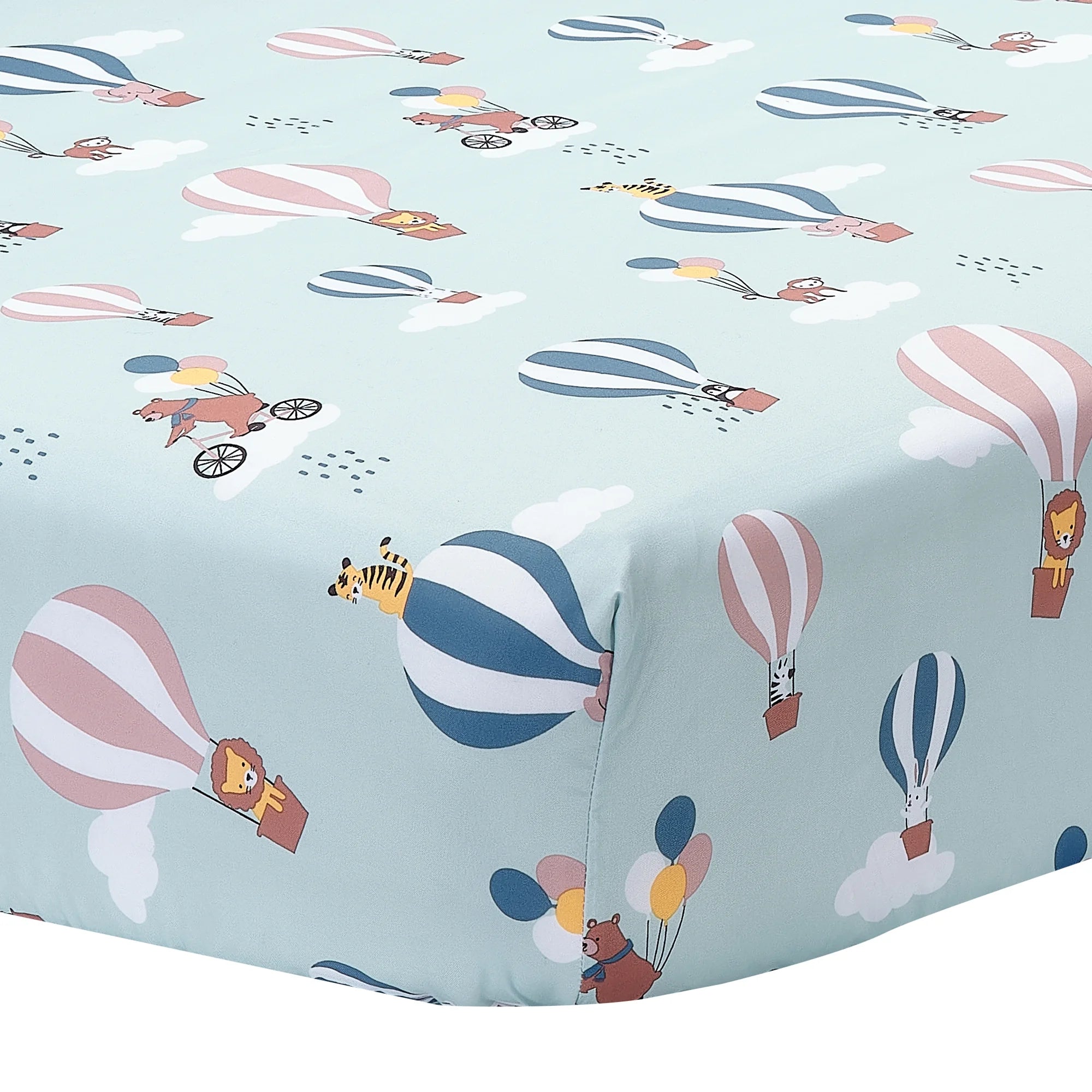 up up & Away 3-Piece Animals/Hot Air Balloon Crib Bedding Set