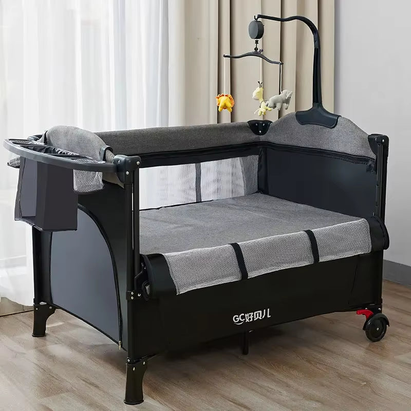 MOEYE Baby Bed Portable Baby Cribs with Diaper Table Baby Sleep Cradle Multifunctional Playpen Crib