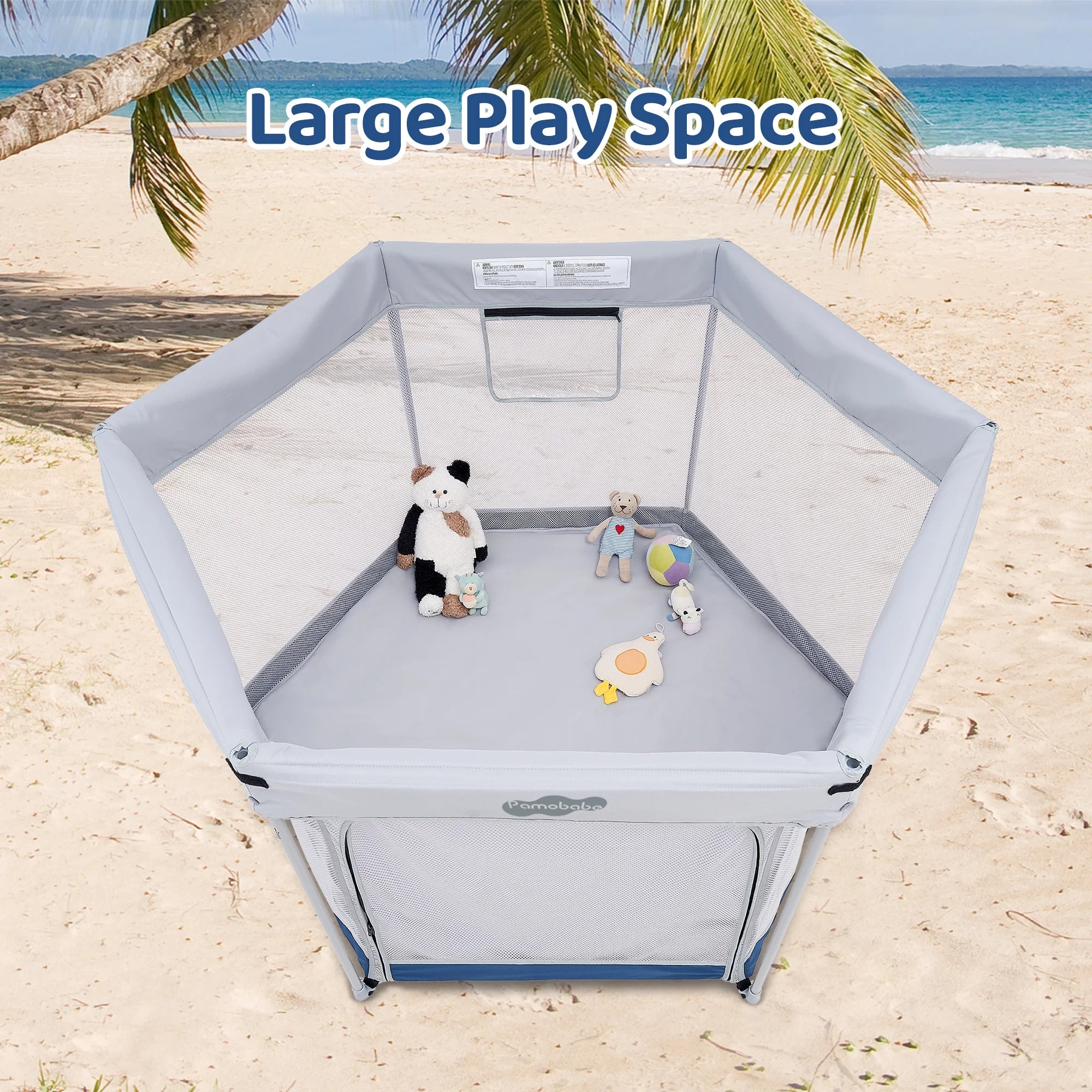 Outdoor Baby Playpen, Portable, Lightweight, Toddler Playard with Canopy and Travel Bag - Blue