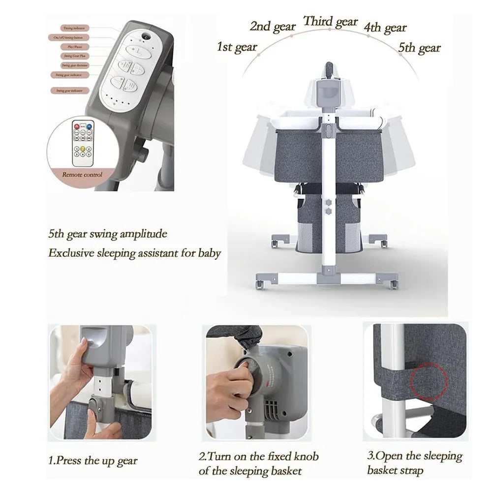 Baby Bassinet, Newborn Bedside Sleeper, Rocking Crib, Folding Portable  Infant Cradle