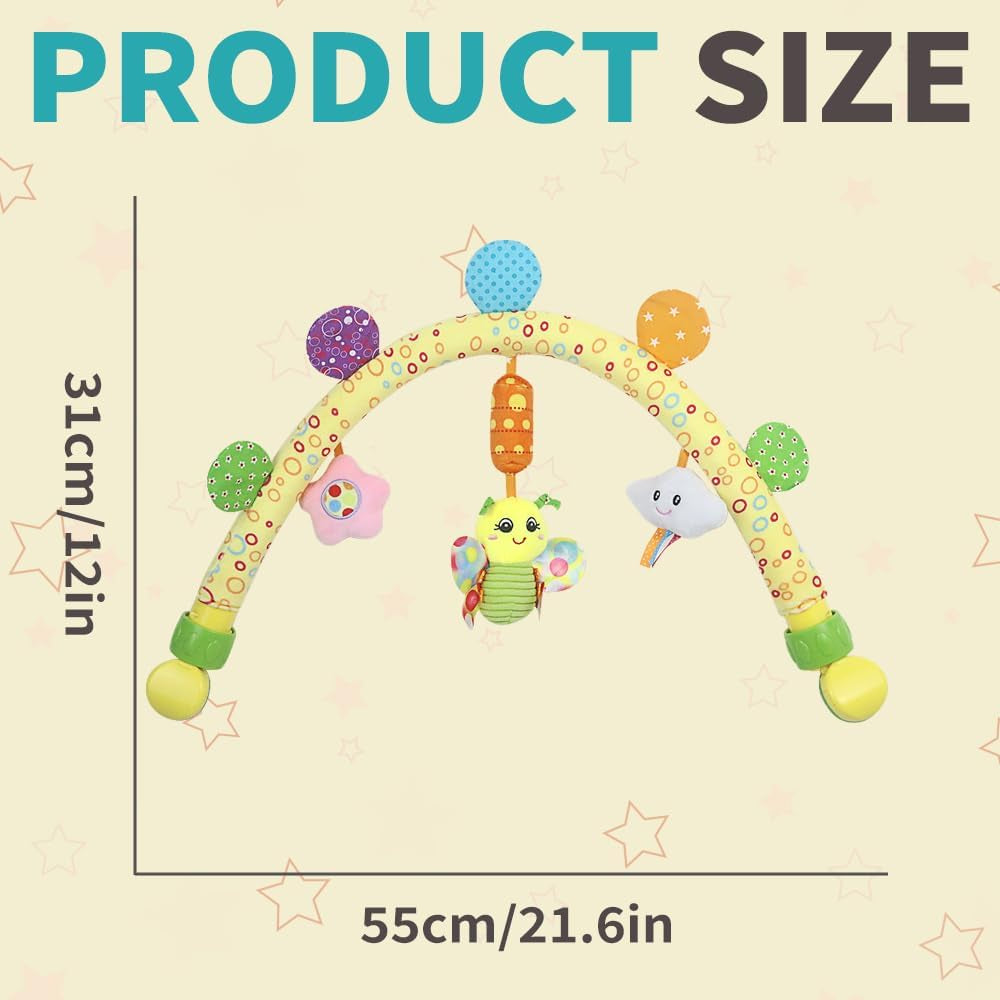 Travel Arch Bassinet Toys for Infant & Toddlers, Baby Crib Stroller Accessory & Pram Activity Bar Toy for Senses and Motor Skills Development Indoor and Outdoor