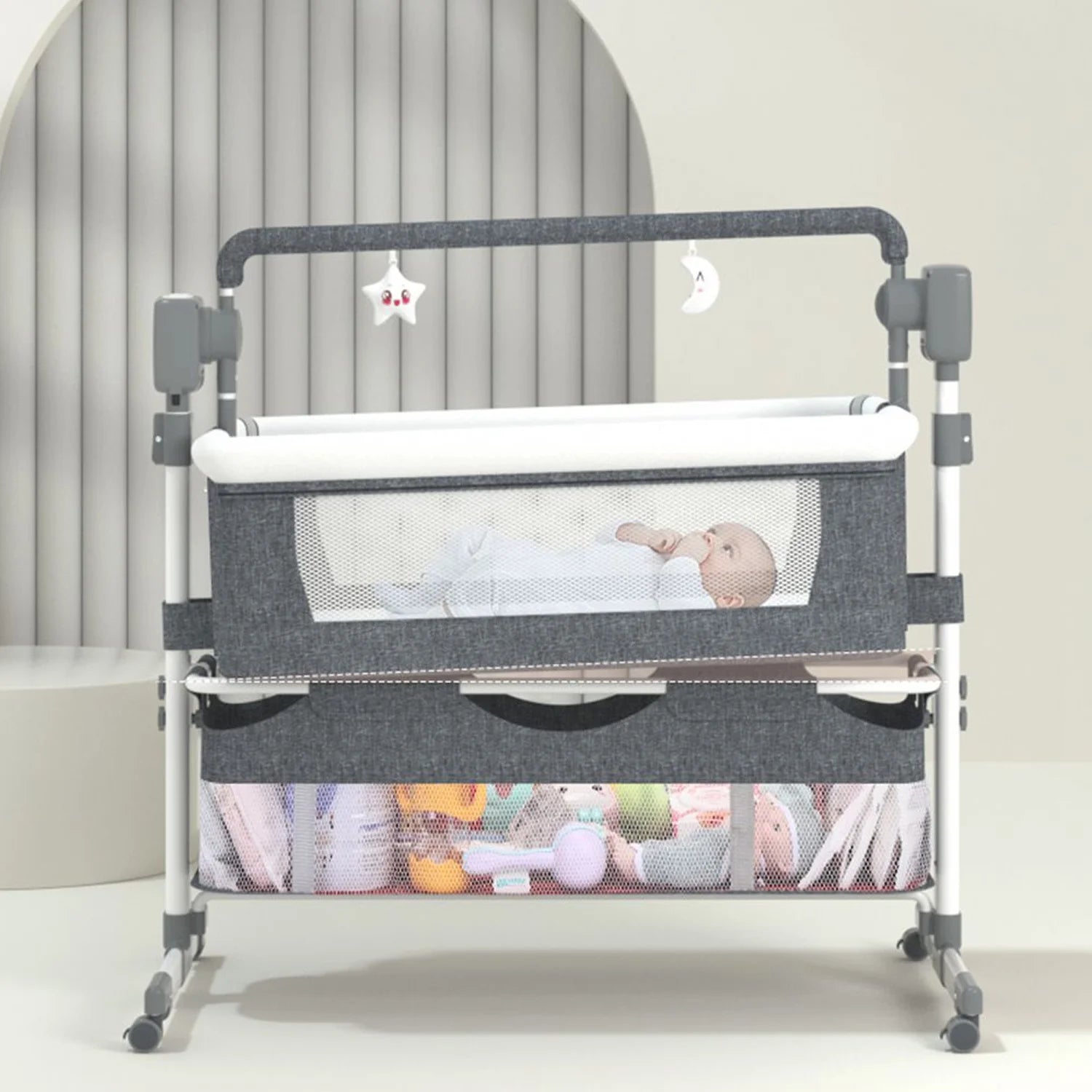 Baby Bassinet, Newborn Bedside Sleeper, Rocking Crib, Folding Portable  Infant Cradle