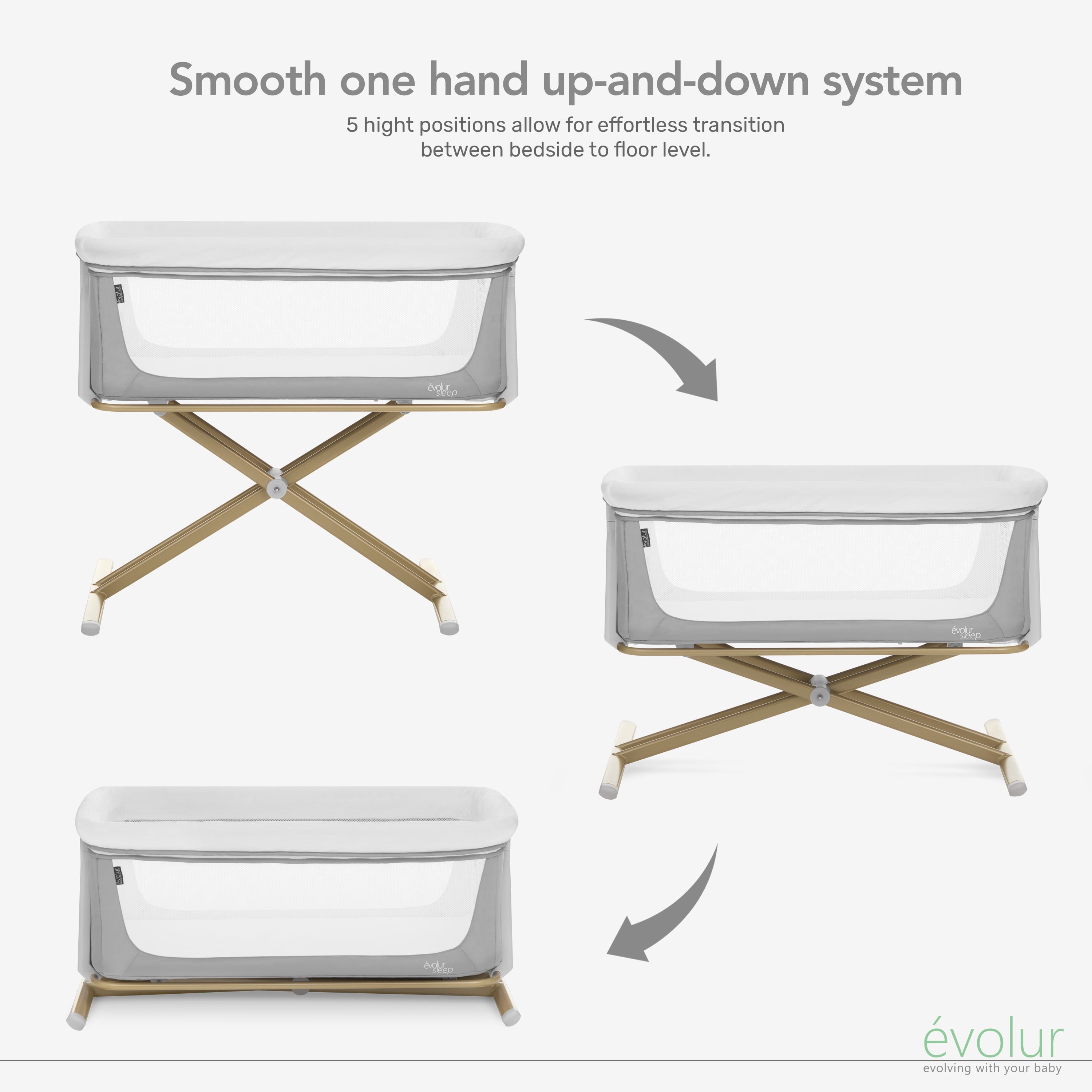 Orabelle Bedside Bassinet and Sleeper for Baby in Gray, Easy to Fold and Carry