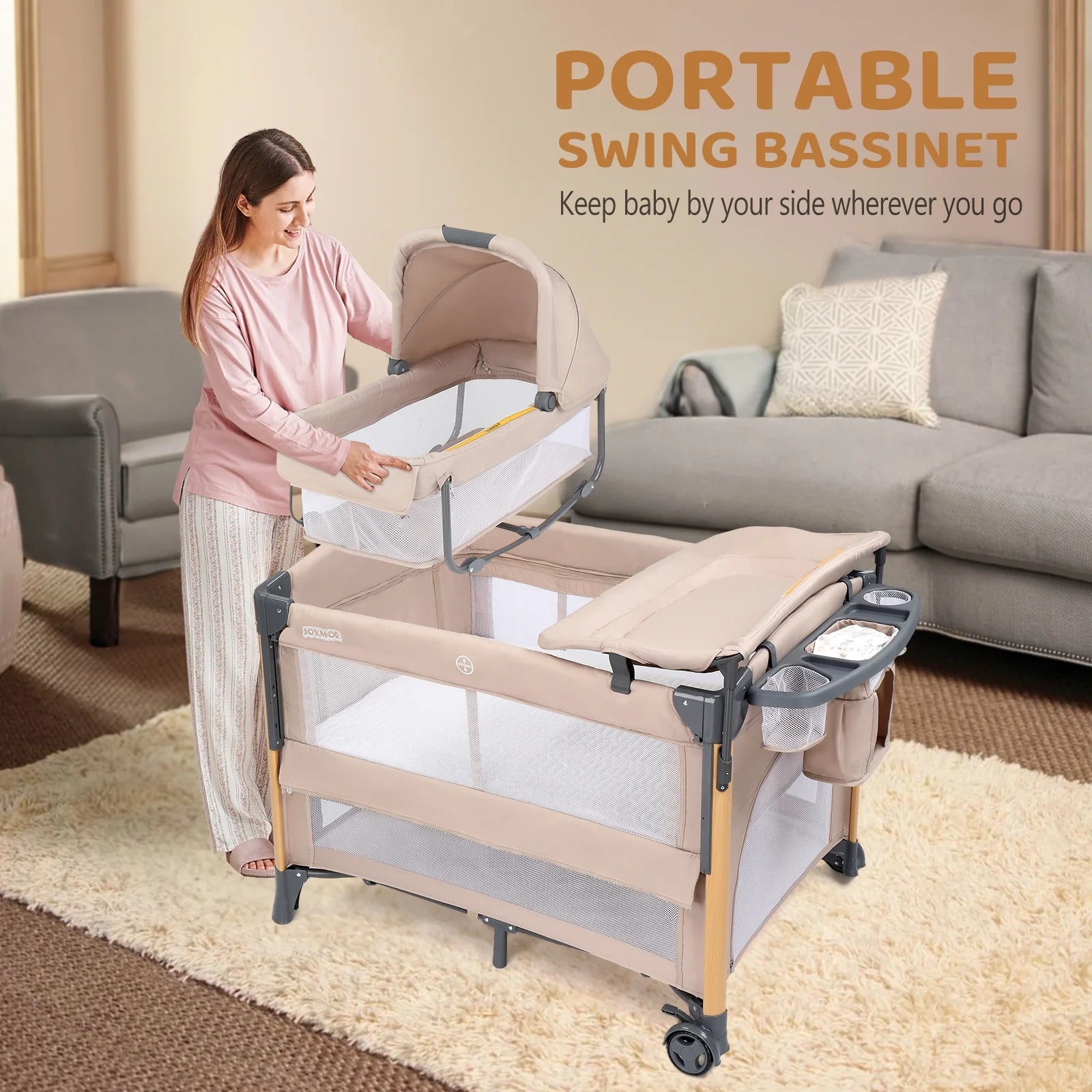 All in One Nursery Center, Bassinet with Changing Table, Mattress, Sheet, Unisex Infant