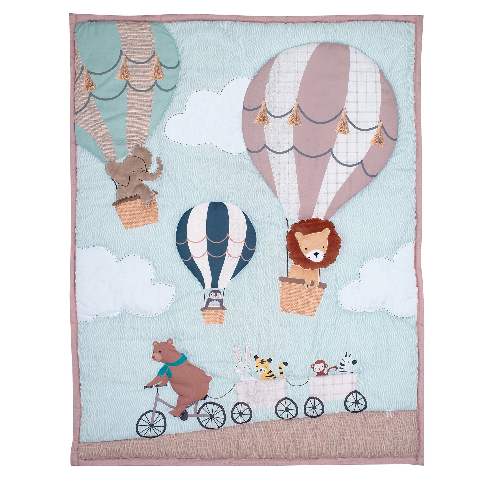 up up & Away 3-Piece Animals/Hot Air Balloon Crib Bedding Set