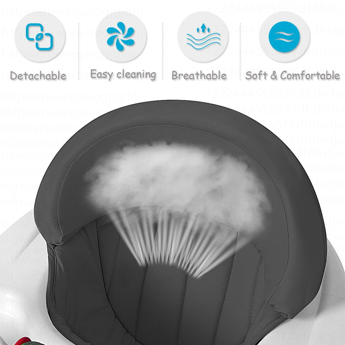 Baby Walker Adjustable Height Removable Toy Wheels Folding Portable Gray