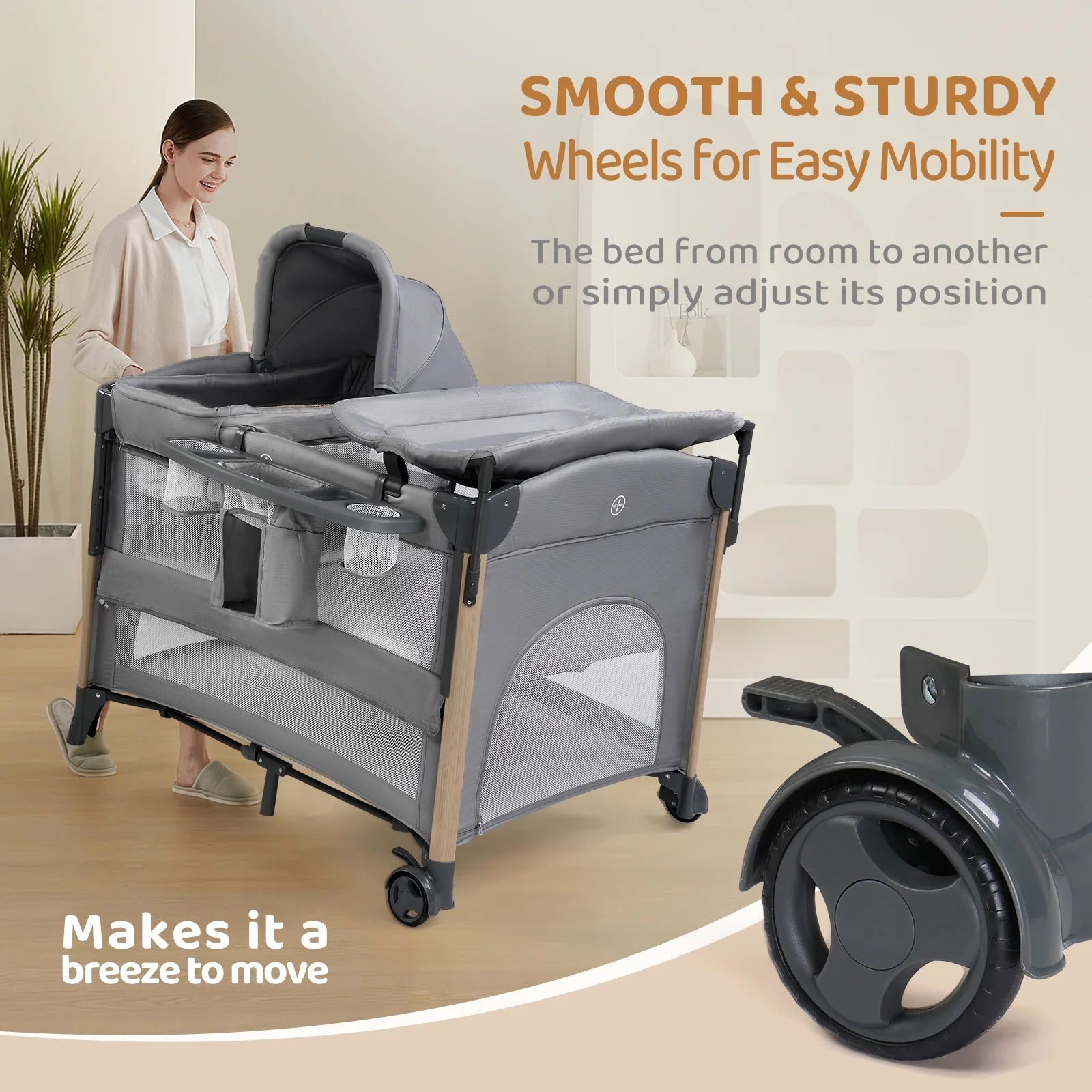 All in One Nursery Center,Bassinet with Changing Table,Mattress,Sheet,Unisex Infant