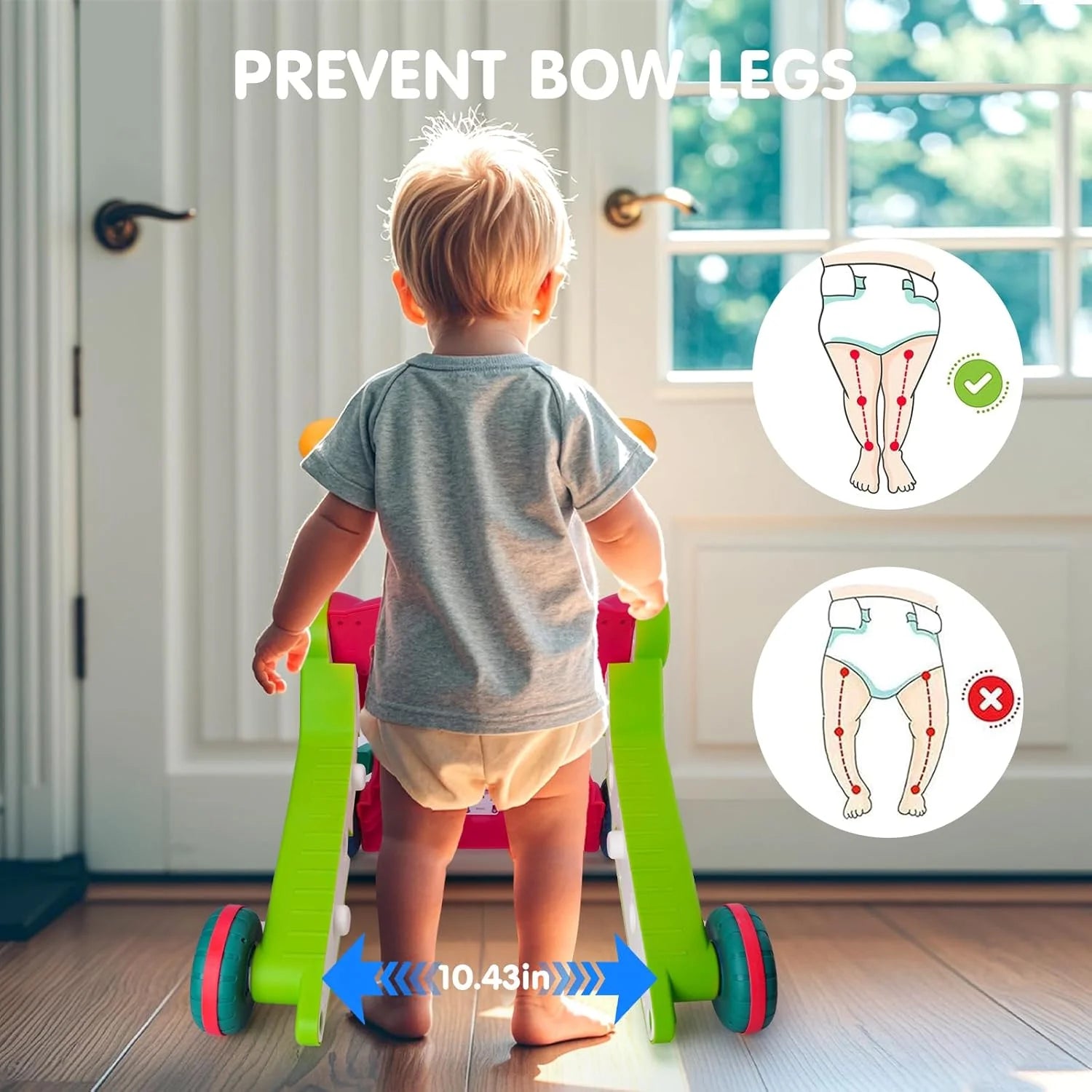 5-In-1 Baby Walker, Adjustable Height Push Walker with Wheels, Sit to Stand Infant Learning Toy for Boys Girls, Red