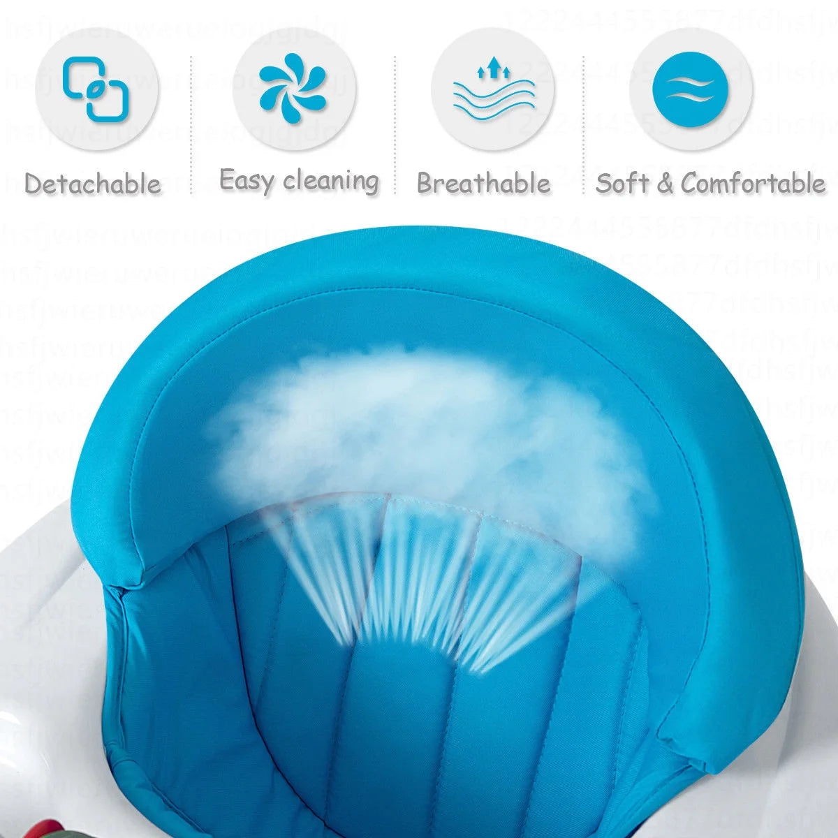 Baby Walker Adjustable Height Removable Toy Wheels Folding Portable Blue