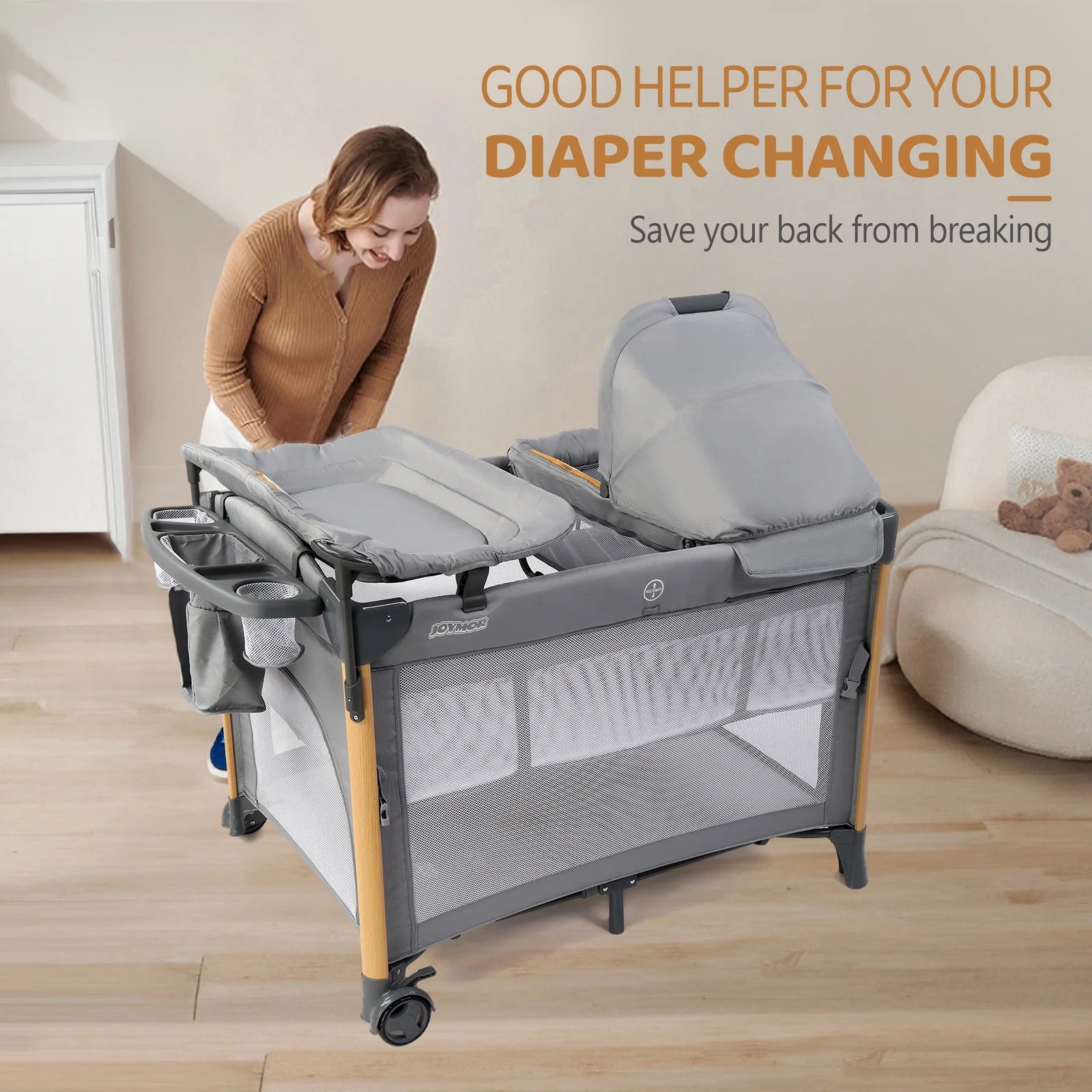 All in One Nursery Center,Bassinet with Changing Table,Mattress,Sheet,Unisex Infant