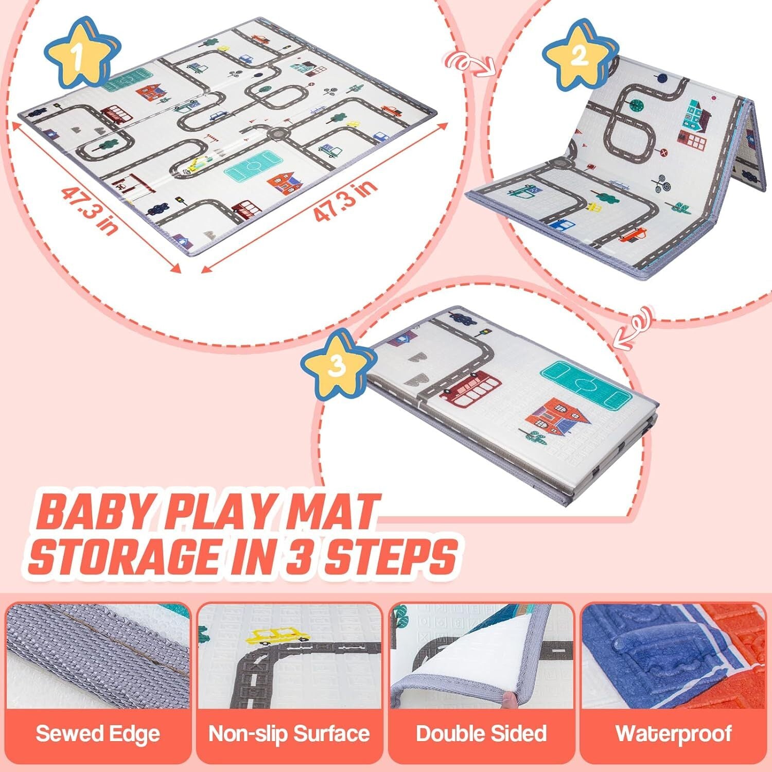 Foldable Baby Playpen Kids Safety Play Pen Yard Fence Tent + Anti-Slip Mat