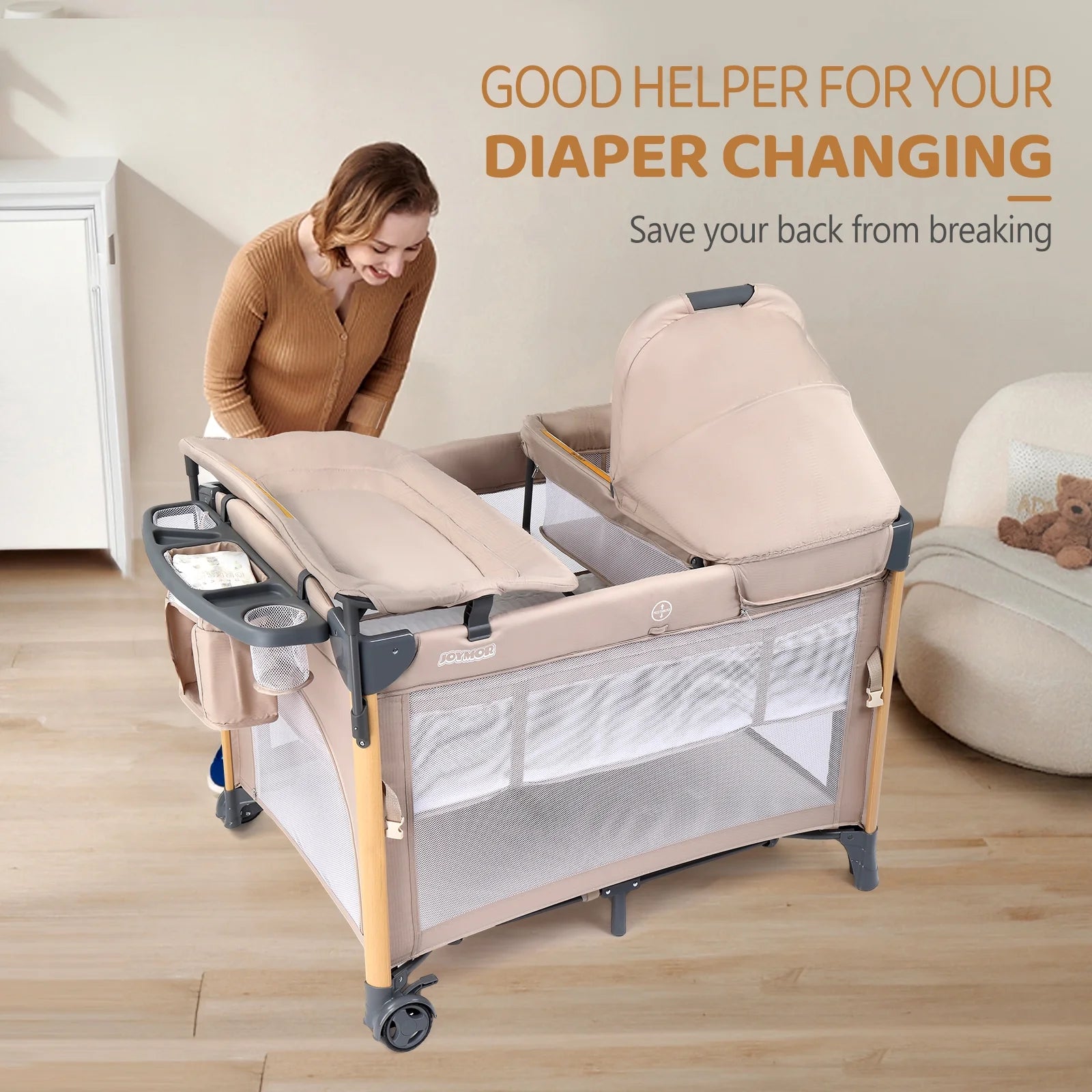 All in One Nursery Center, Bassinet with Changing Table, Mattress, Sheet, Unisex Infant