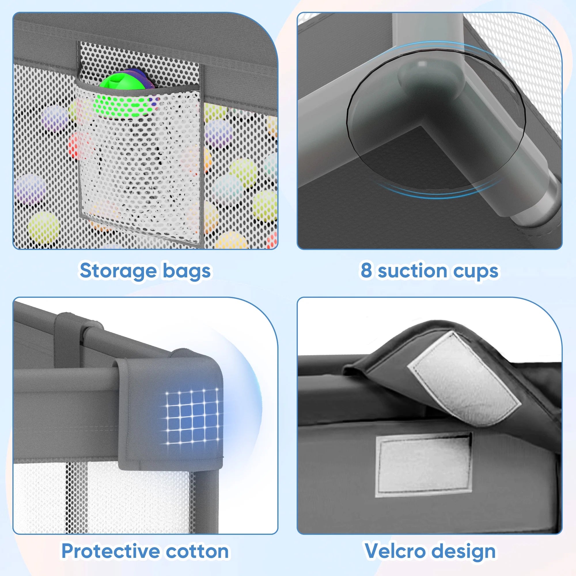 Baby Playpen,50X50 Inch Baby Playards for Babies and Toddlers,Fence Baby Play Yards for Indoor & Outdoor with Breathable Mesh,Dark Gray